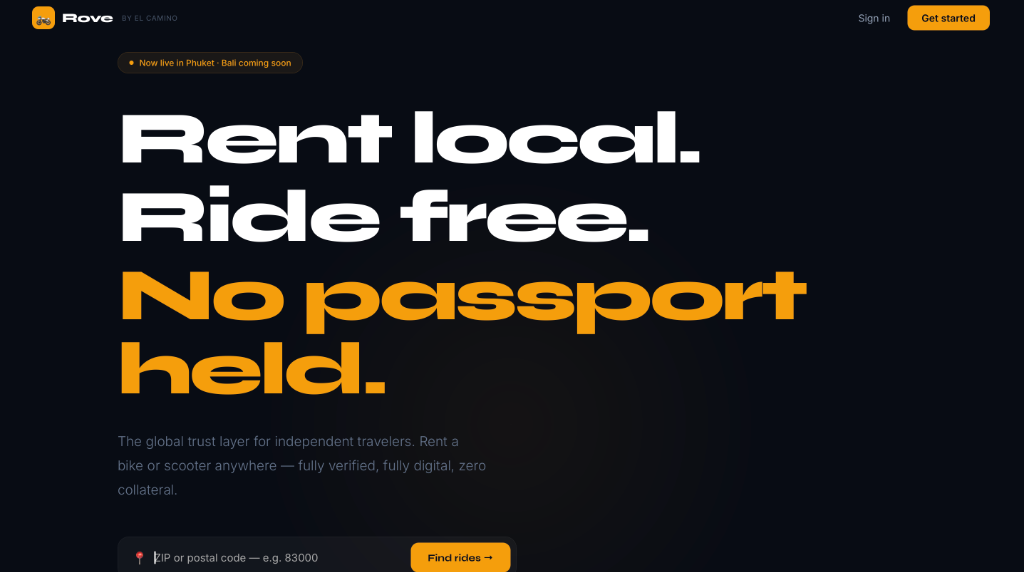 rove landing page screenshot